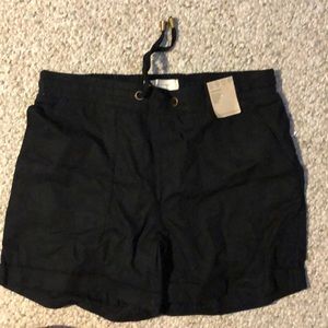 Black linen shorts